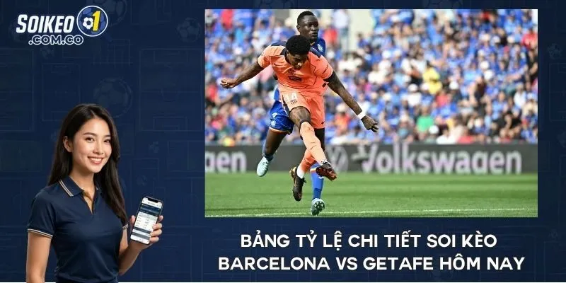 Bảng tỷ lệ chi tiết soi kèo Barcelona vs Getafe hôm nay