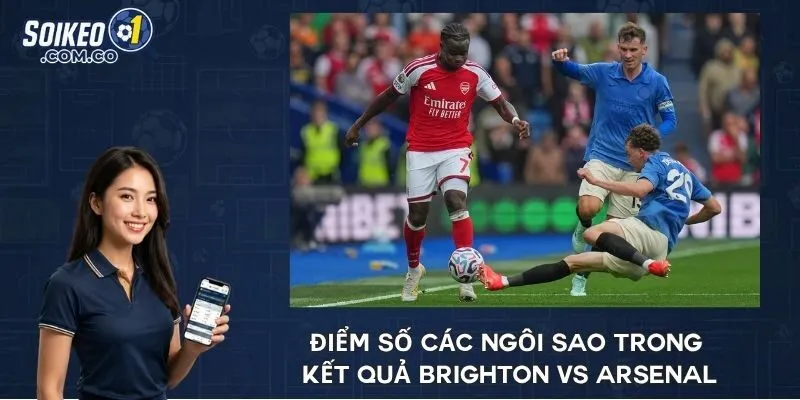 Điểm số các ngôi sao trong kết quả Brighton vs Arsenal